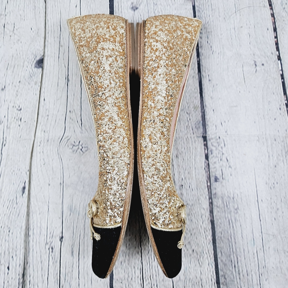 KATE SPADE | Nella glitter sparkle bow cap toe slip-on ballet flats - Picture 2 of 11